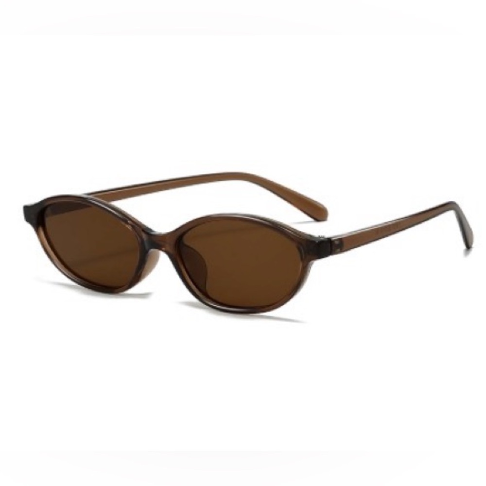 Women’s Retro 90s Narrow Oval Cat Eye Sunglasses Bundle | Black/Brown | New - Picture 2 of 7